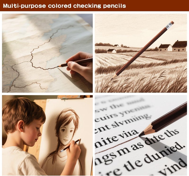 Adhere 25pcs Checking Pencils Erasable colored Pencils Pre-Sharpened #2 HB,for Checking Tests Grading,Map Coloring, editing Office Favors,including a Free sharpener. (Brown) - Image 5